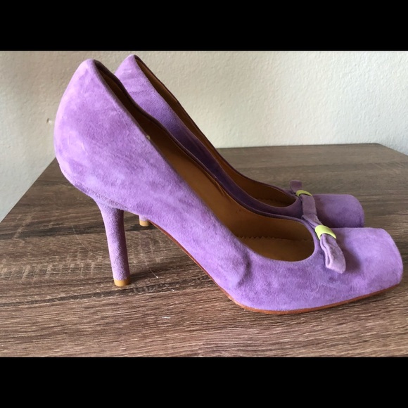 MARCELLO TOSHI WOMEN’S PURPLE SUEDE HEELS SIZE 8 - Picture 1 of 4